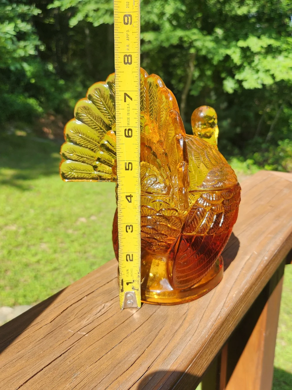 Williams Sonoma Amber Glass Turkey Candy Dish with Lid